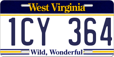 WV license plate 1CY364