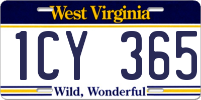 WV license plate 1CY365
