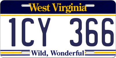 WV license plate 1CY366