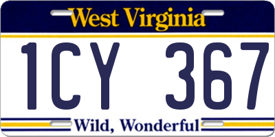 WV license plate 1CY367