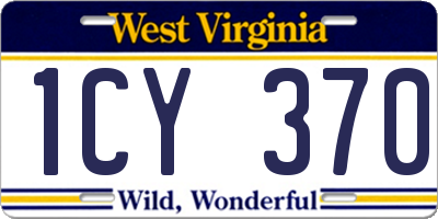 WV license plate 1CY370