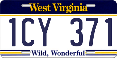 WV license plate 1CY371