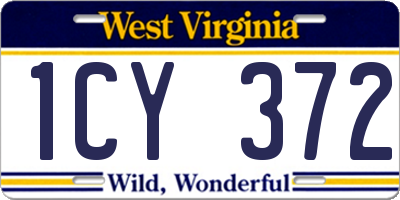 WV license plate 1CY372
