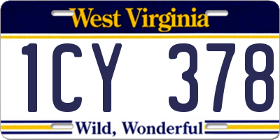 WV license plate 1CY378