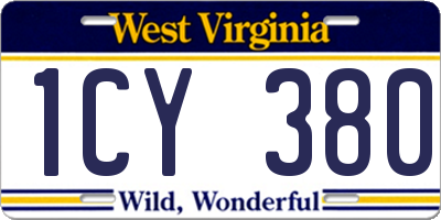WV license plate 1CY380