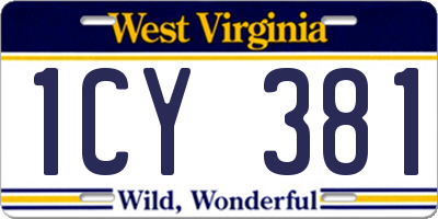 WV license plate 1CY381