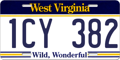 WV license plate 1CY382