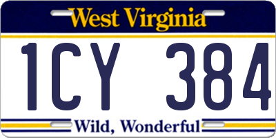 WV license plate 1CY384