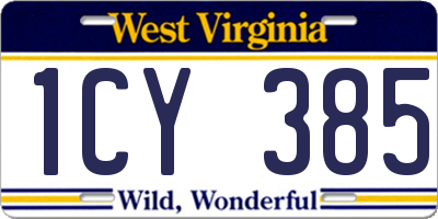 WV license plate 1CY385