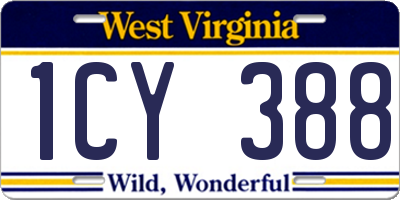 WV license plate 1CY388