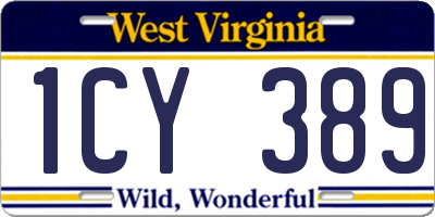 WV license plate 1CY389