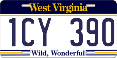 WV license plate 1CY390