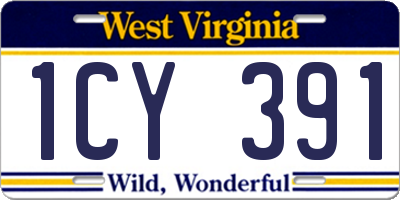 WV license plate 1CY391