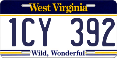 WV license plate 1CY392
