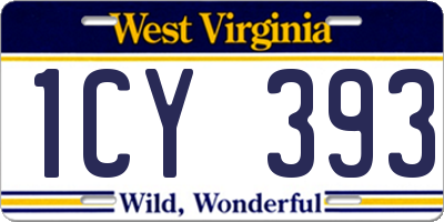 WV license plate 1CY393