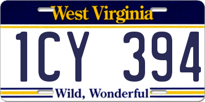 WV license plate 1CY394