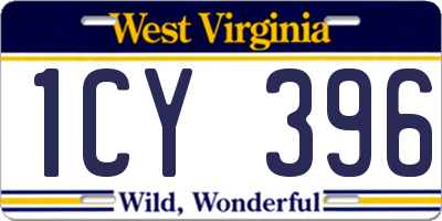 WV license plate 1CY396
