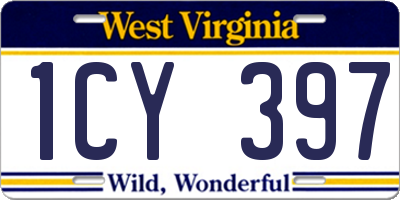 WV license plate 1CY397