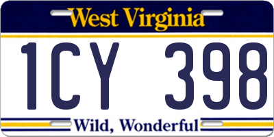 WV license plate 1CY398