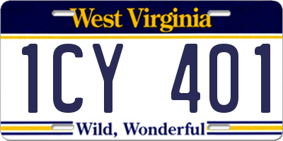 WV license plate 1CY401