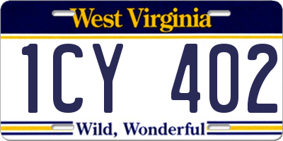 WV license plate 1CY402
