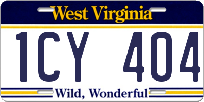 WV license plate 1CY404
