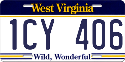 WV license plate 1CY406