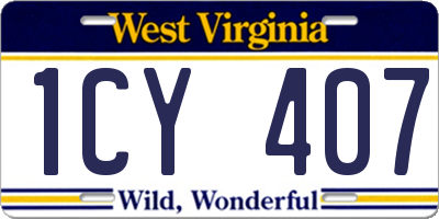 WV license plate 1CY407