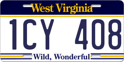 WV license plate 1CY408