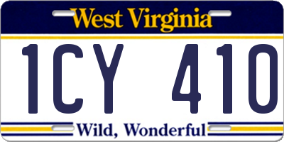 WV license plate 1CY410