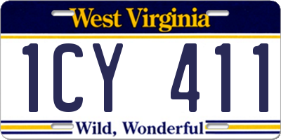 WV license plate 1CY411