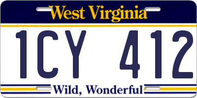 WV license plate 1CY412