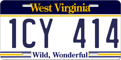 WV license plate 1CY414