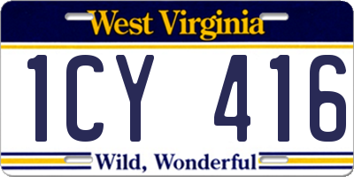 WV license plate 1CY416