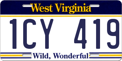 WV license plate 1CY419
