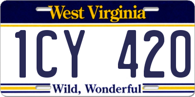 WV license plate 1CY420