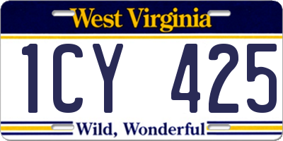 WV license plate 1CY425