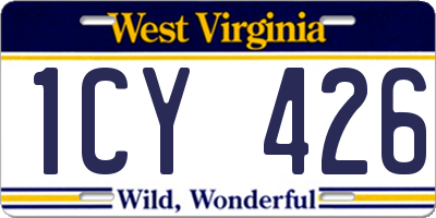 WV license plate 1CY426
