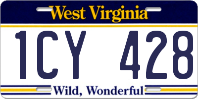 WV license plate 1CY428