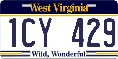 WV license plate 1CY429