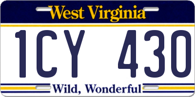 WV license plate 1CY430