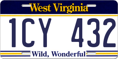 WV license plate 1CY432