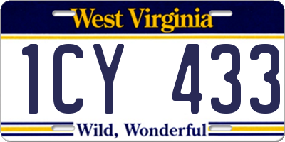 WV license plate 1CY433