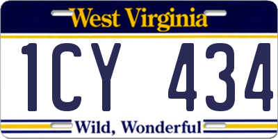 WV license plate 1CY434