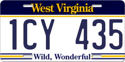 WV license plate 1CY435
