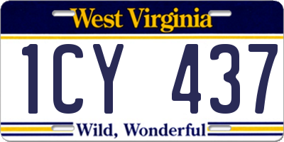 WV license plate 1CY437