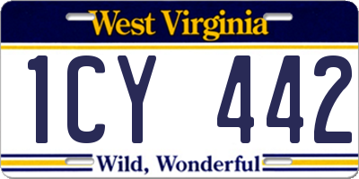 WV license plate 1CY442