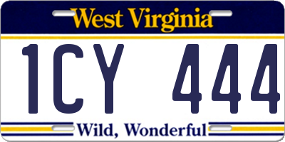 WV license plate 1CY444