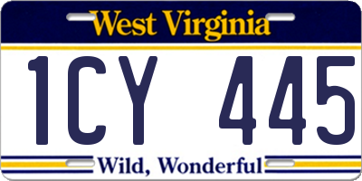 WV license plate 1CY445