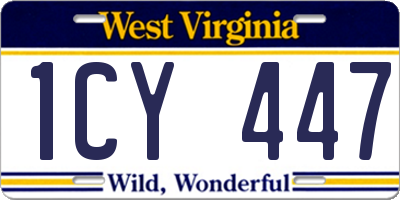 WV license plate 1CY447